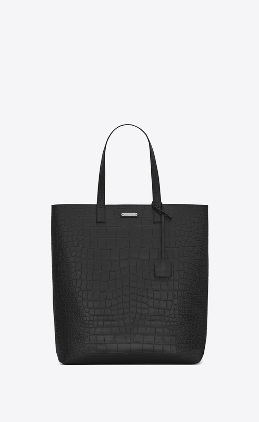 bold tote bag in crocodile embossed leather